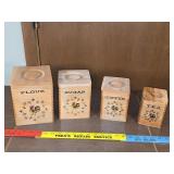 wooden kitchen canisters  4ct
