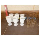 Gold trim glasses 6 milk with 4 clear glass