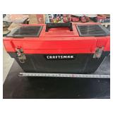 Craftsman Red and Black Plastic Toolbox with Hand Tools and Hardware