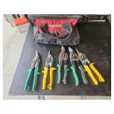 Husky Tool Bag and Five Metal Snips
