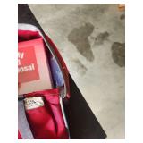 Orange Medical Response Bag and Red Pouch with Sani-Cloth Wipes