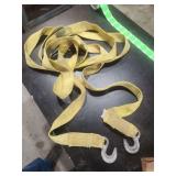 Yellow Woven Tow Strap with Metal Hooks