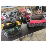 Assorted Canvas Tool Bags Including Husky, DeWalt, and Masterforce Brands