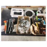 Hardware Lot Including Nails, Conduit Hangers, Bolts, and Structural Brackets