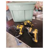 Three DeWalt Corded Electric Drills