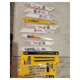 Assorted Saw Blades, Reciprocating and Jig Saw Blades by Milwaukee, DeWalt, Morse, and Masterforce
