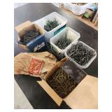 Assorted Deck and Drywall Screws in Boxes and Plastic Containers
