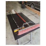 Two Rubbermaid Push Brooms with Handles