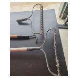 Two Long-Handled Metal Garden Rakes