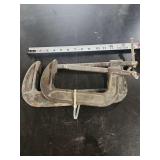 Two 5-Inch C-Clamps Steel Construction Made in China