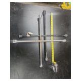 Four Metal Lug Wrenches Including Performance Tool 20-Inch Model