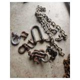 Rigging Hardware Components Including Steel Shackles and Chain Assemblies