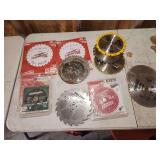 Assorted Circular Saw Blades Including DeWalt, Milwaukee, Diablo, Skilsaw, and Masterforce