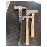Kobalt Claw Hammer, Woodings-Verona Hatchet, and Framing Hammer