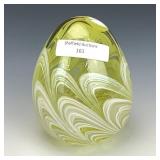 Murano Yellow & White Art Glass Blown Egg Murano Yellow & White Art Glass Blown Egg