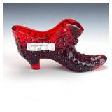 Fenton Red Hobnail Slipper Fenton Red Hobnail Slipper