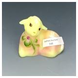 Fenton Burmese Decorated & Signed Lamb Fenton Burmese Decorated & Signed Lamb