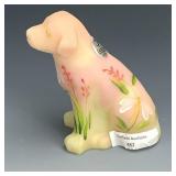 Fenton Burmese Decorated & Signed Dog Fenton Burmese Decorated & Signed Dog