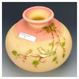 Fenton Burmese Decorated & Signed Vase Fenton Burmese Decorated & Signed Vase