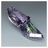 Fenton Aubergine Decorated & Signed Slipper Fenton Aubergine Decorated & Signed Slipper