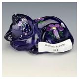 Fenton Aubergine Decorated & Signed Cat Fenton Aubergine Decorated & Signed Cat