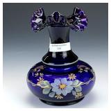 Fenton Aubergine Decorated & Signed Vase Fenton Aubergine Decorated & Signed Vase