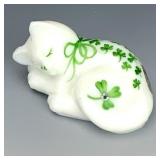 Fenton White Decorated & Signed Cat Fenton White Decorated & Signed Cat