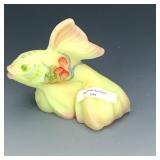 Fenton Burmese Decorated & Signed Fish Fenton Burmese Decorated & Signed Fish