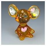 Fenton Amber Decorated & Signed Mouse Fenton Amber Decorated & Signed Mouse