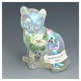 Fenton French Opal Decorated & Signed Cat Fenton French Opal Decorated & Signed Cat
