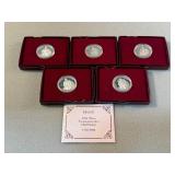 5 90% Silver Commemorative Half Dollars 1732-1982