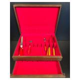 9 Pieces of Flatware w/ Bakelite Handles & Case