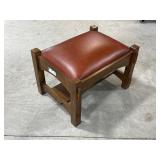 Mission Style Oak & Leather Foot Stool