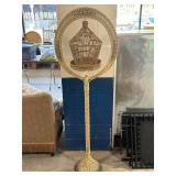Antique Painted Wicker Birdcage & Stand