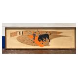 "Bull Fighter" Paint & Veneer signed by J. Davis