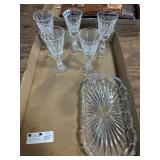 5- Waterford Cordials & Crystal Tray