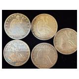 5 Seated Half Dollars
