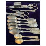 Fiddle Back Spoons, Candle Scissors, etc.