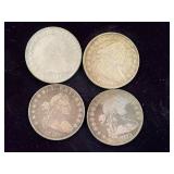 4 Draped Bust Silver Dollars