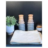 Decorator Planter, Candle, 2 Vases & Runner