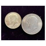 1967 Kennedy Half Dollar & 1972 Eisenhower Dollar