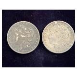 2 Morgan Silver Dollars