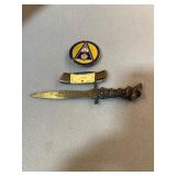 Antique Letter Opener, Pocket Knife & Pin