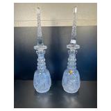 Pair of 29" Cut Crystal Decanters