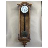 Antique Vienna Regulator Wall Clock in Oak Case