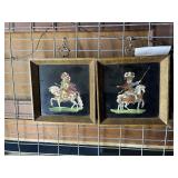 Pair of Miniature Prints of Man on Horse