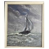 Oil on Canvas of Small Sailing Ship