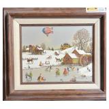 Oil on Canvas of Ice Skating Town