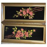 Pair of Paintings on Velvet in Frames