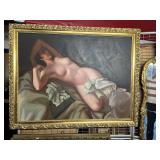 Oil on Canvas of Reclined Nude Woman